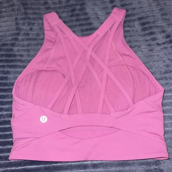 Lululemon Free to be Serene Pink/Purple High Neck Sports Bra - Size 4 (C/D cup) - Picture 5 of 6